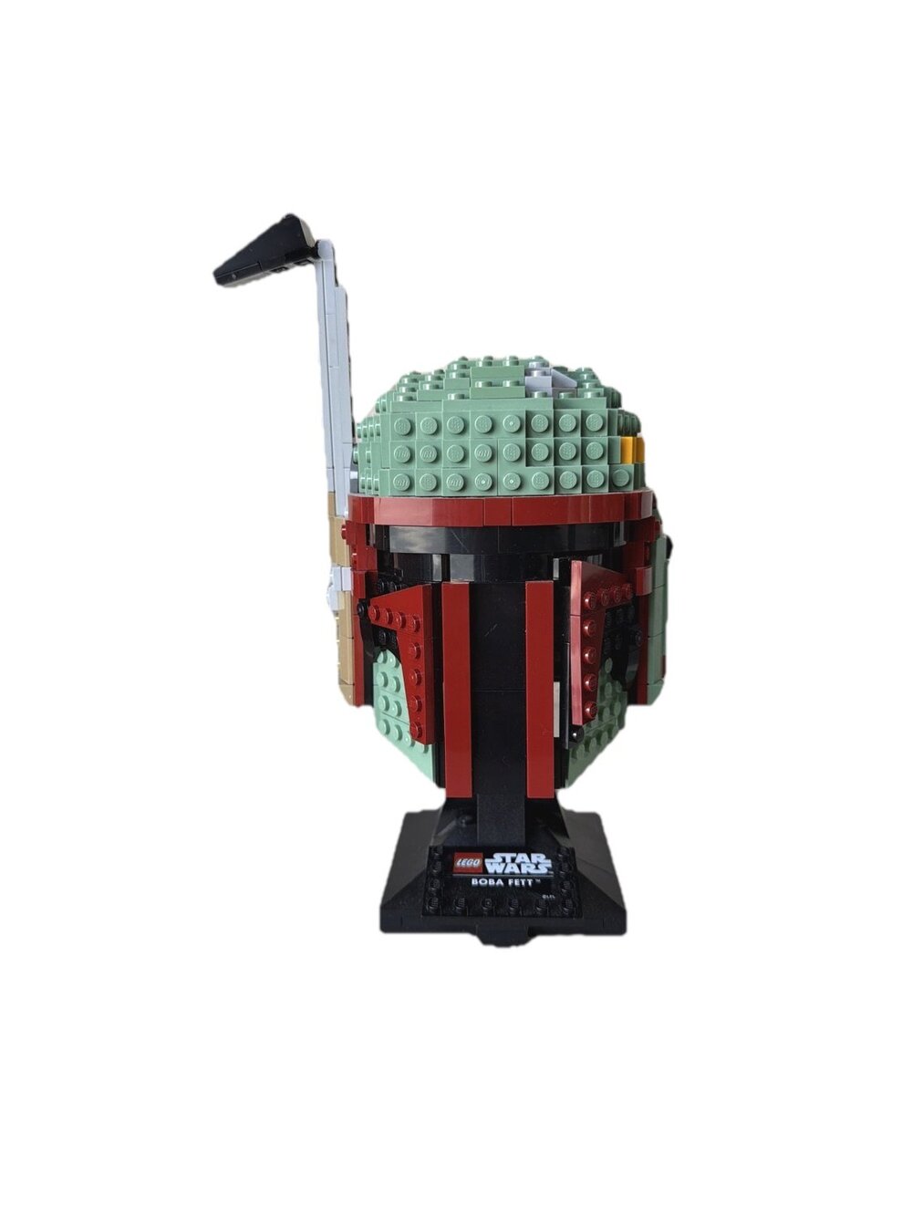 LEGO Boba Fett Helmet Star Wars Display Model Dark Green Red Black Stand
